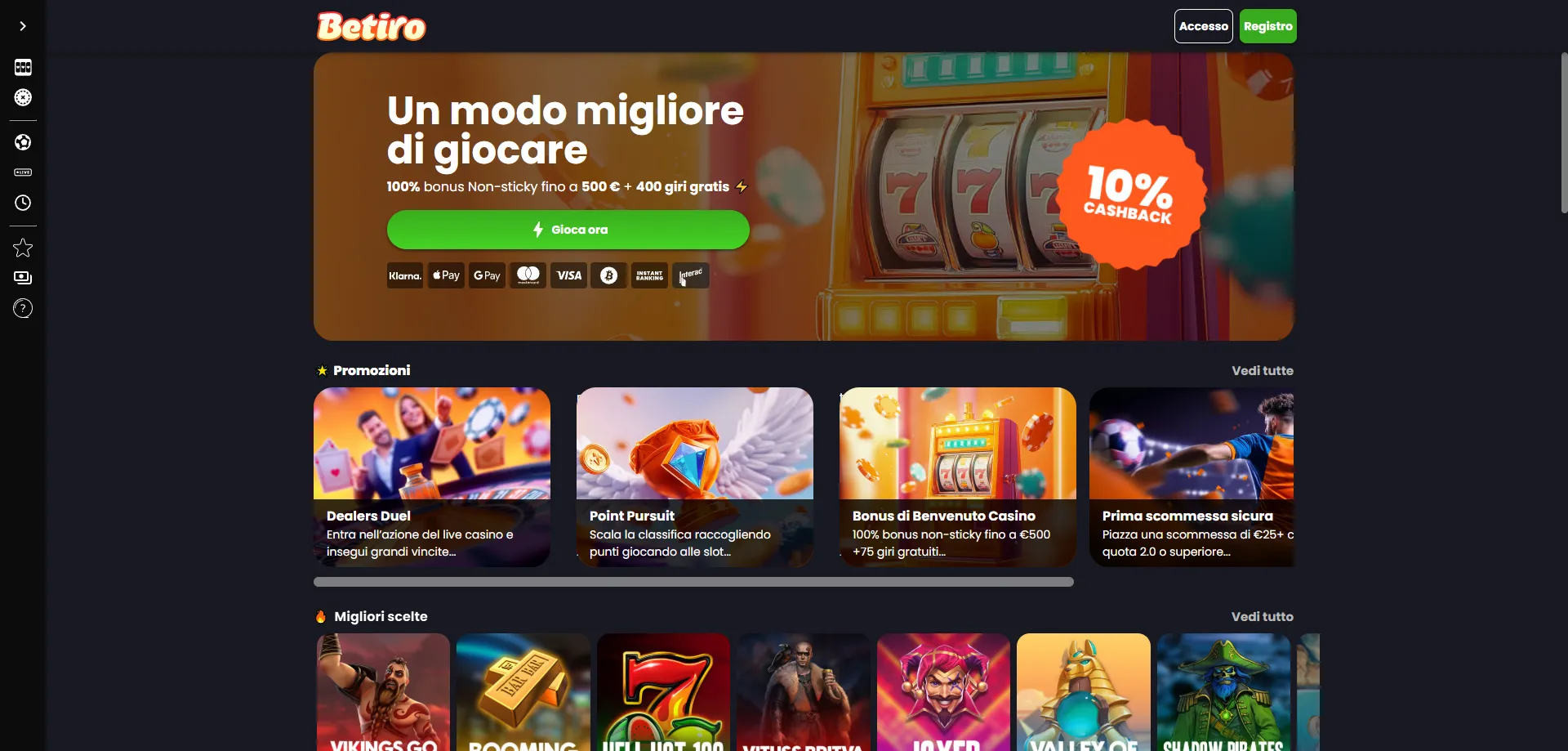 Betiro Casino ottimizzato per mobile — gioca da smartphone senza app