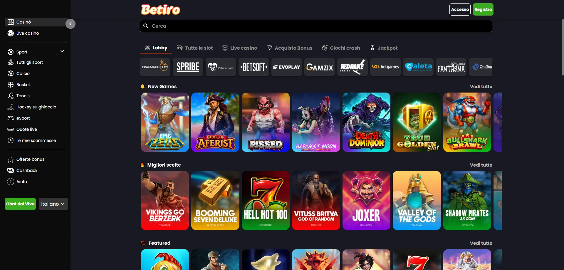 Le migliori slot online su Betiro Casino — oltre 3000 titoli