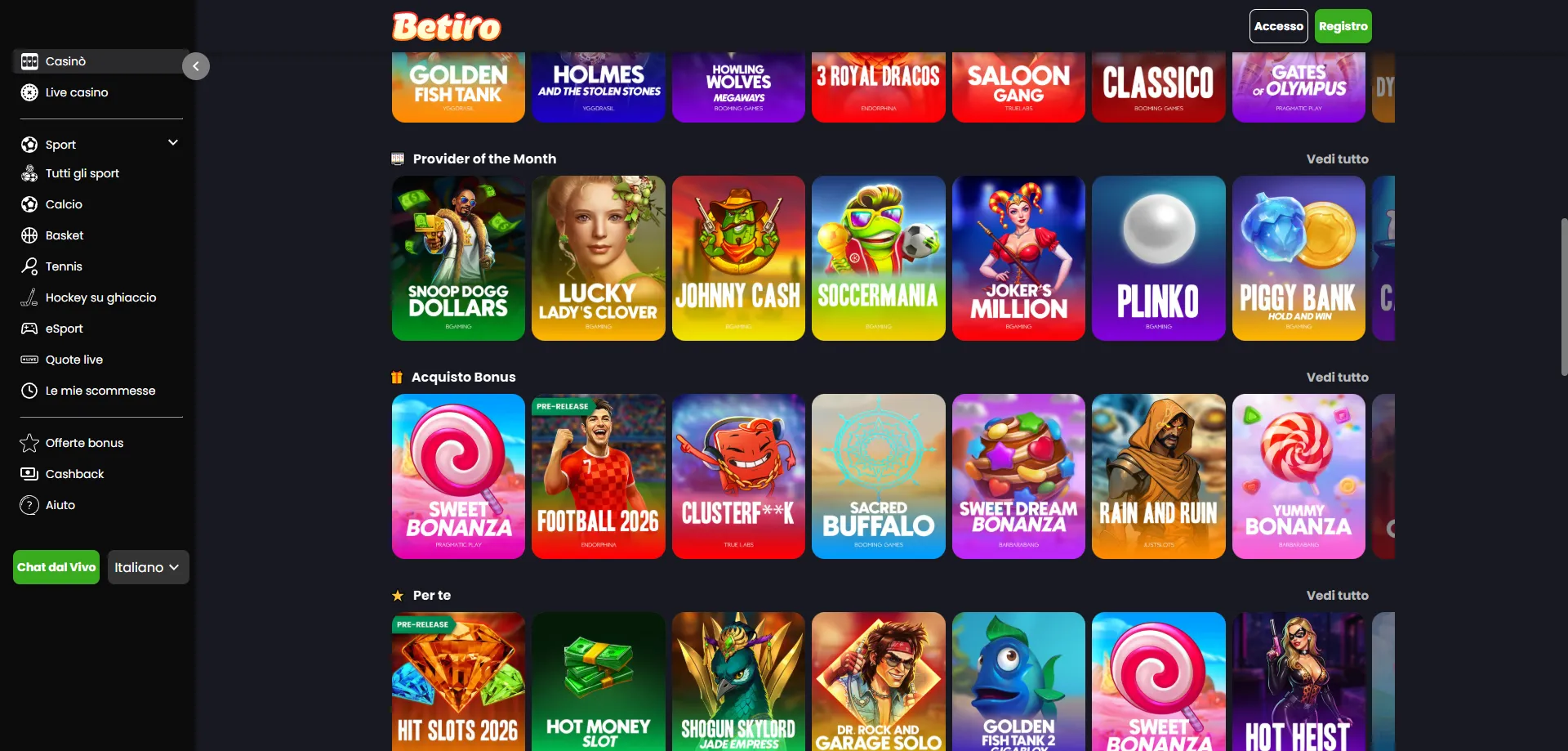 Slot più popolari su Betiro Casino nel 2026